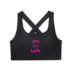 Women's Under Armour UA Crossback Graphic Black Medium Impact Sports Bra Sz L NW